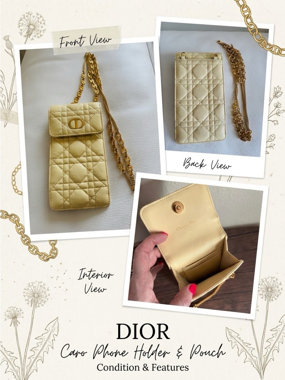 🎡🎡 DIOR Beige Quilted Phone Bag / LV Tropical EPI Twist Lock / New Ferragamo WOC - Picture 3 of 16